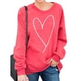 thumbnail image 2 of TWZH Women Round Neck Long Sleeve Heart Print Casual Regular Fit Tops Shirt, 2 of 6