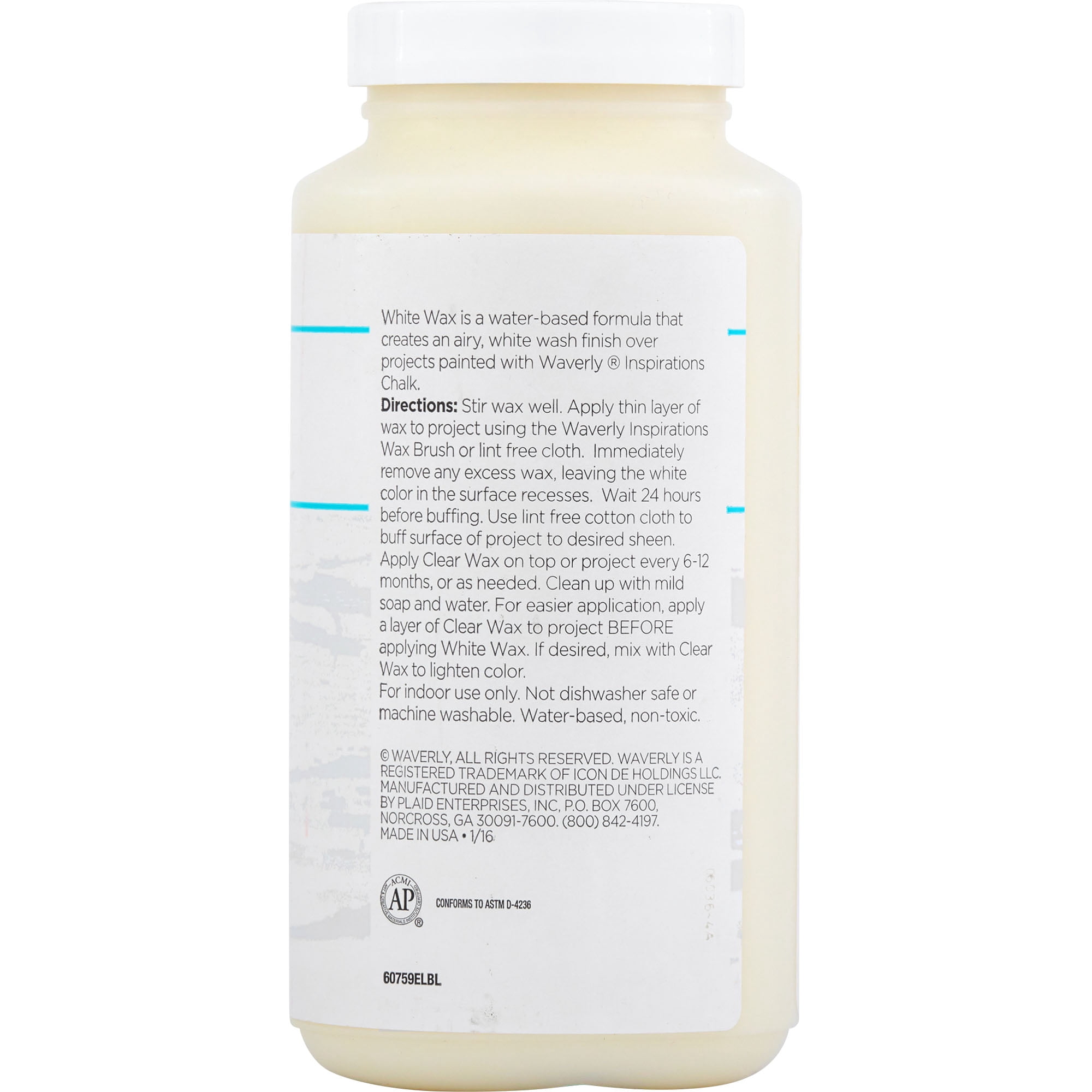 Waverly Inspirations Chalk Paint Wax, Ultra Matte, White, 16 fl oz