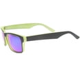 thumbnail image 3 of sunglassLA Unisex Action Sport Two-Toned Horn Rimmed Frame Color Mirror Lens Matte Rectangle Sunglasses (Black-Green / Green Blue Mirror) - 55mm, 3 of 4