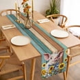 thumbnail image 3 of Cute Pig Table Runner - 72 Inch Long Yellow Sunflowers Teal Brown Wooden Vintage Art Cotton and Linen Blended Dress Scarves Farmhouse Table Runner for Kitchen Dining, Coffee Table, 13" x 72", 3 of 8