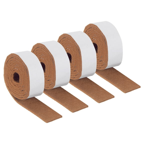 Felt Strips with Adhesive Backing, 4 Pack 1" x 60" x 0.12" Adhesive Felt Strips Anti Scratch Furniture Felt Tapes Self-Stick Felt Pads for Protecting Hardwood Floor, Light Brown