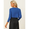 thumbnail image 4 of Unique Bargains Women's Open Front Drape Bolero Shrug Crop Cardigan XS Royal Blue, 4 of 6