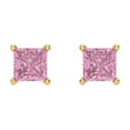 thumbnail image 3 of Clara Pucci 1.5Ct Pink Princess Cut VVS1 Screw Back Stud 18k Solid hypoallergenic Gold Designer Earrings For April, 3 of 7