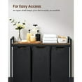 thumbnail image 3 of 3 Section Laundry Hamper with shelf Laundry Sorter with 3 Pull-Out and Removable Bags for Bathroom Laundry Room Rustic Brown and Black, 3 of 9