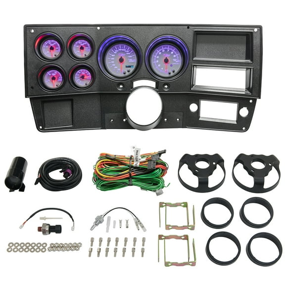 Replacement Cluster Dashboard Panel Pod & White 7 Color 6-Gauge Set for 73-87 Chevy C-10