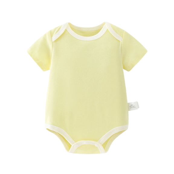 Scyoekwg Infants Toddler Baby Boys Girls Bodysuits Comfy Cotton Basic Short Sleeve Rompers Soft Newborn Jumpsuit Yellow,12-18 Months