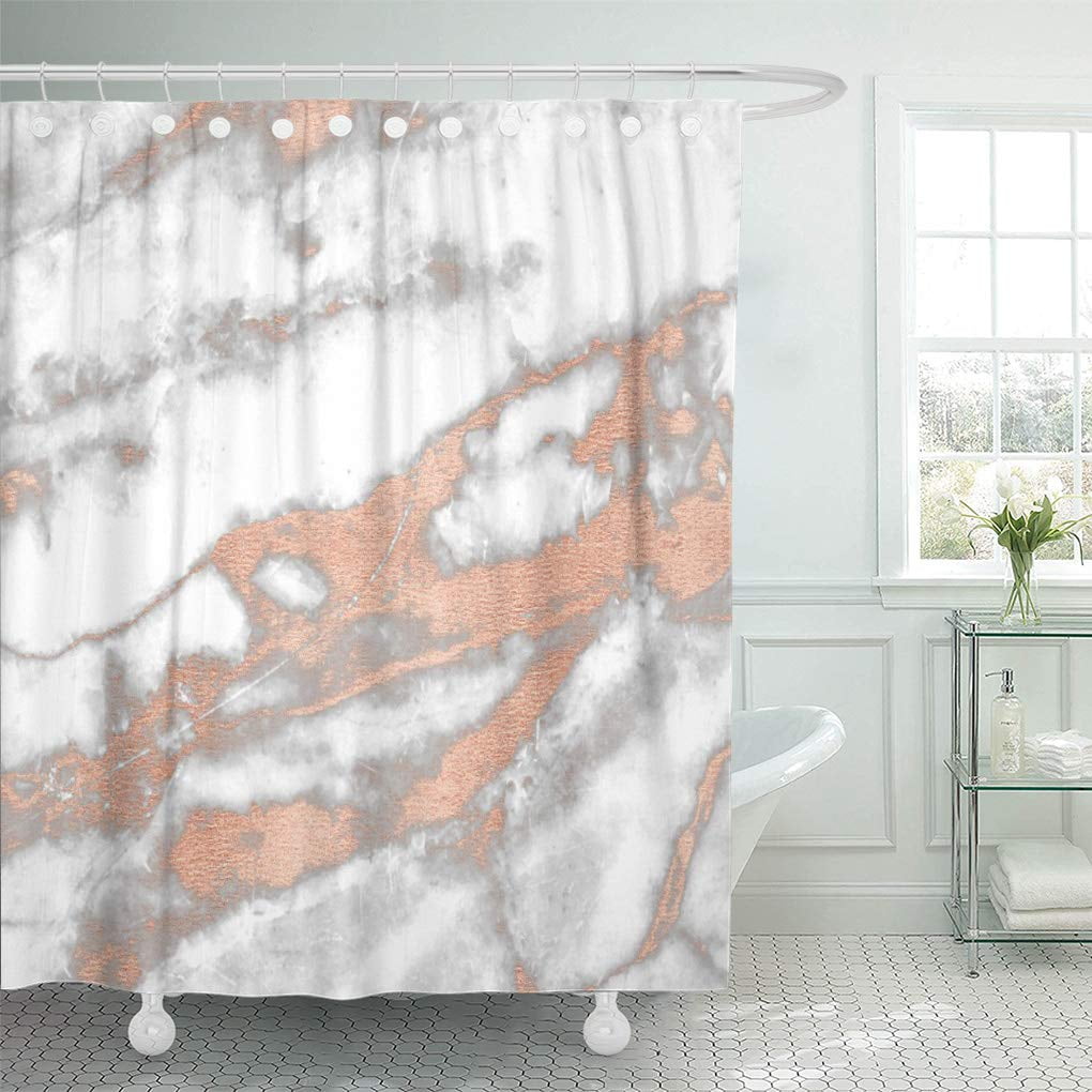 Suttom Glam Rose Pink Gold Marble Gray, Rose Gold Pink Shower Curtain