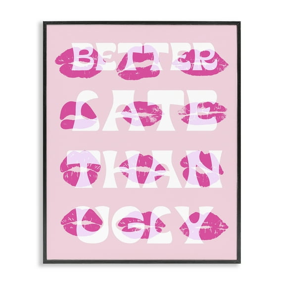 Stupell Industries Better Late Than Ugly Beauty & Fashion Painting Black Framed Art Print Wall Art, 11 x 14