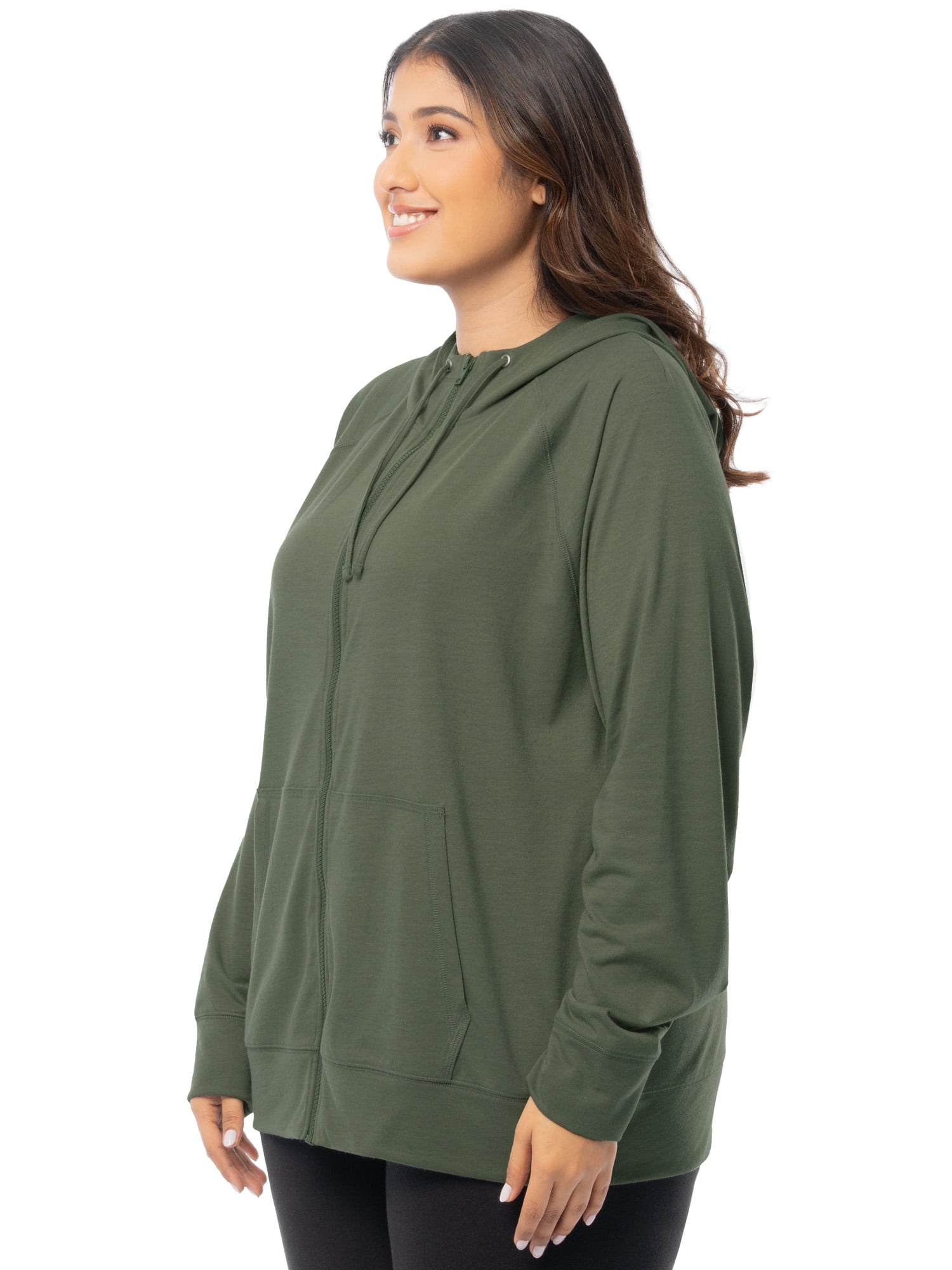 Athletic Works Women's Plus Lightweight Zip-Up Hoodie Jacket, Size 1X-5X