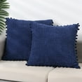 thumbnail image 2 of Unique Bargains Solid Neutral Square Throw Boho Decorative Pillow Covers Set of 2 for Home Dark Blue 18" x 18", 2 of 6