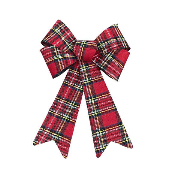 Momentum Brand Christmas Red Color Buffalo Plaid Check PVC Bows, 15x9 in.