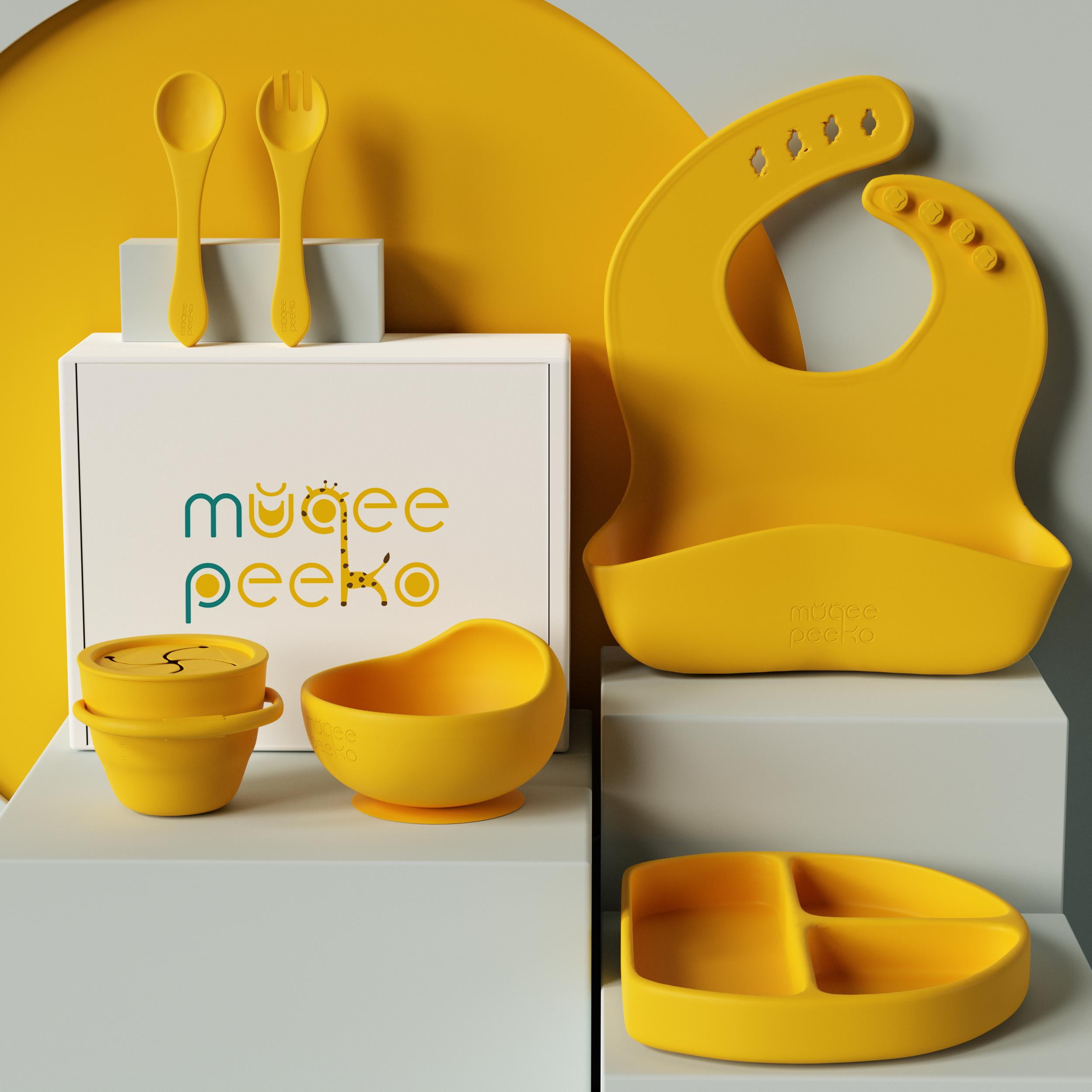 HEQUSIGNS Silicone Baby Feeding Set, 8 Piece Baby Led Weaning