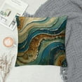 thumbnail image 2 of Chilfamy Paint Blue Green and Gold Liquid Marbling Ink Marble Abstract Pattern Aqua Nature Stone Turquoise Water Throw Pillow Case Decorative Cushion Cover for Sofa Couch Bed 12x12in, 2 of 5