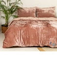 thumbnail image 4 of DecorAvenue Ultra Luxry Velevt Duvet Cover Set 3 Pc Comforter Cover Set for Home Decoration with Zip Closure no Filling Rose Gold Color Twin Size 68" x 90" Inches, 4 of 5