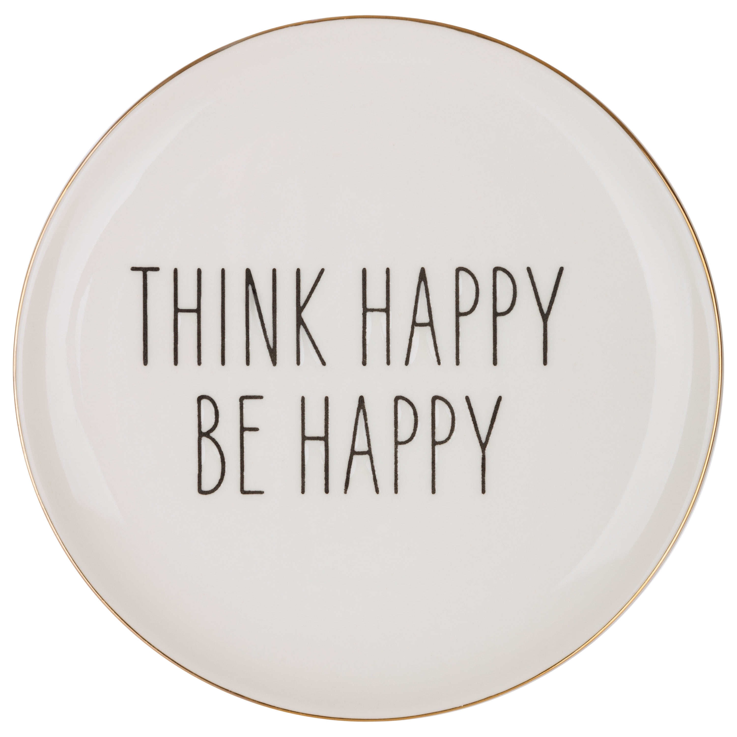 Home Décor Collection 6' Think Happy Round Trinket Dish, White