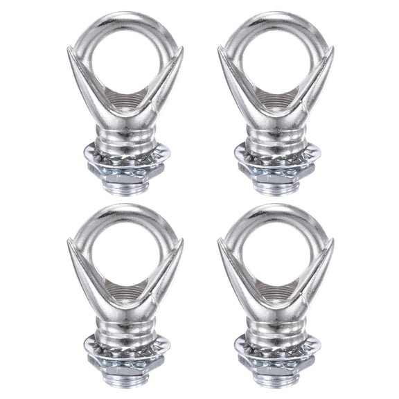 Uxcell 4 Pack Light Fixture Hooks Ring Nuts, 5kg Max Load M10 Thread Closed Loop Hooks Chandelier Parts[Chrome Plated]