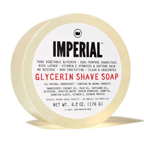 Imperial Barber 100% Natural Glycerin Face & Shave Shaving Soap Puck 6.2oz - Made in The USA