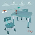 thumbnail image 2 of REDCAMP Double-Sided Kids Activity Table, Multi Drawing Table and Chair Set with 2 Chairs for Toddlers, Plastic Height Adjustable Play Table with Storage Bins, Blue, 2 of 8