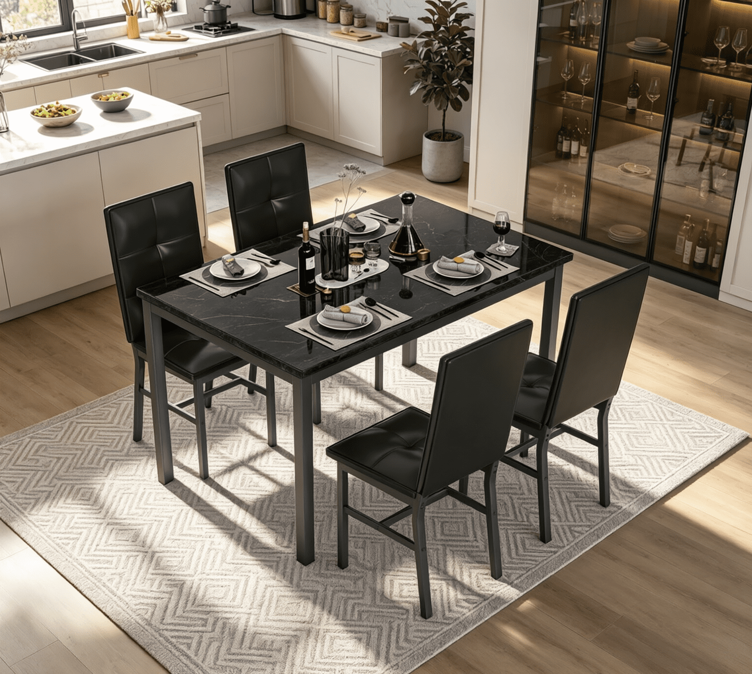 TMS Metropolitan 5-Piece Kitchen Dinette Set for Family, Indoor