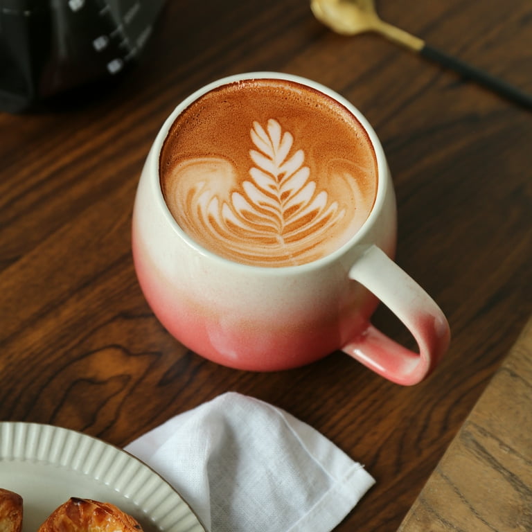 Ceramic Coffee Mugs Set Of 2 - 11 OZ Each, Mediterranean Design, For Coffee, Tea, Latte, Dishwasher & Microwave Safe