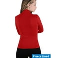 thumbnail image 3 of Women Fleece Lined Mock neck Turtleneck Long Sleeve Top Slim Fit Stretch Tight Shirt, 3 of 4
