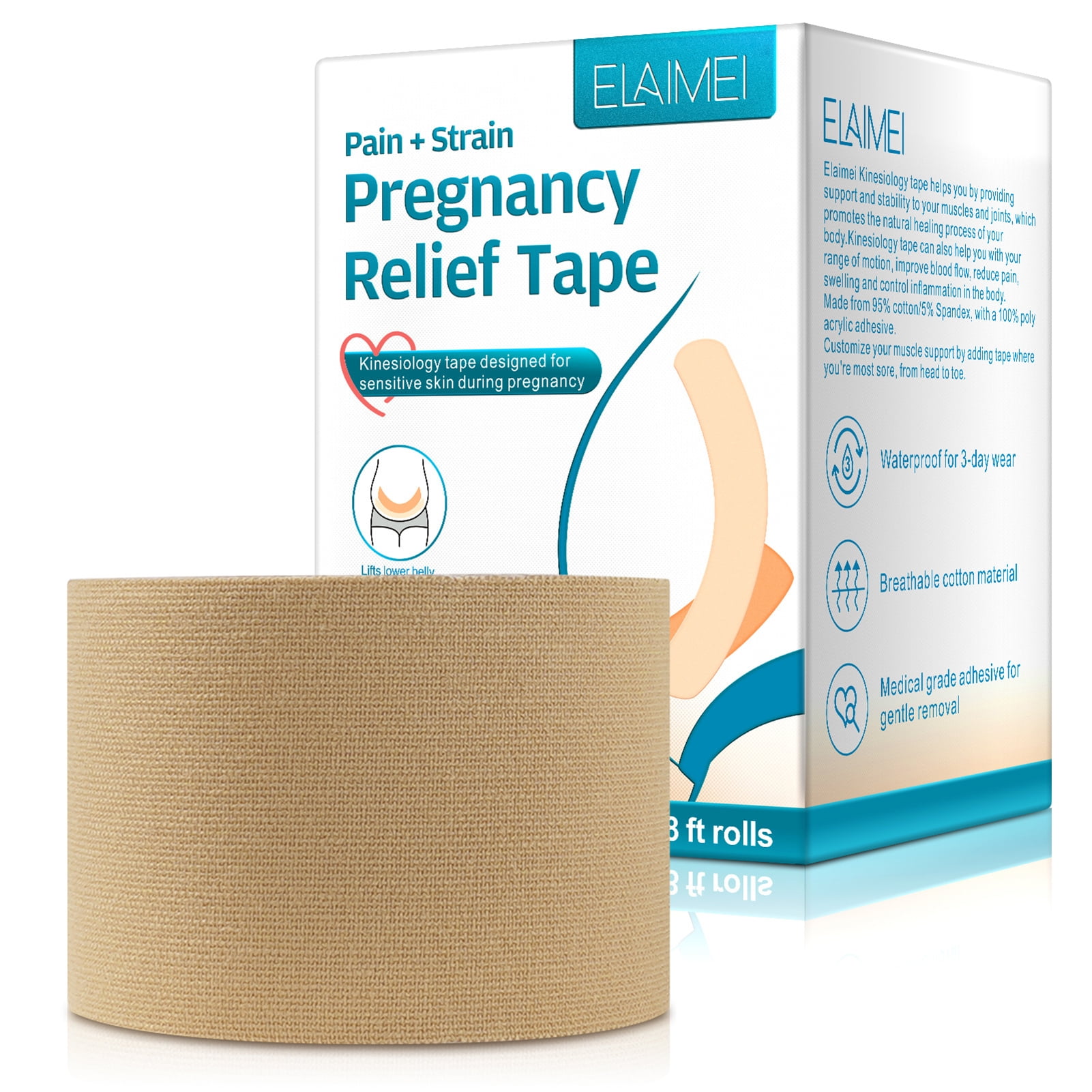  Belly Tape for Pregnancy - Self-Adhesive Cloth Tape - Body  Support Tapes, Maternity Support Tapes for Pregnant Women to Support  Abdomen, Waist, Pelvis Generic : ביגוד, נעליים ותכשיטים