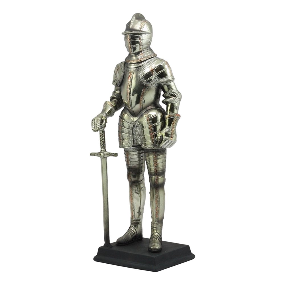 Ebros Large 12.5" Tall Medieval Suit of Armor Swordsman Knight Standing