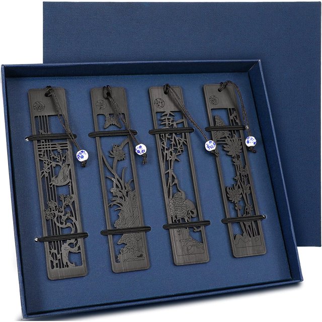 Artisan Wooden Bookmarks, Eco-Friendly Handcrafted Treasures, Ancient Style Design For Book Lovers, 4 Pack With Unique Grain, Perfect For Birthday, Graduation Season