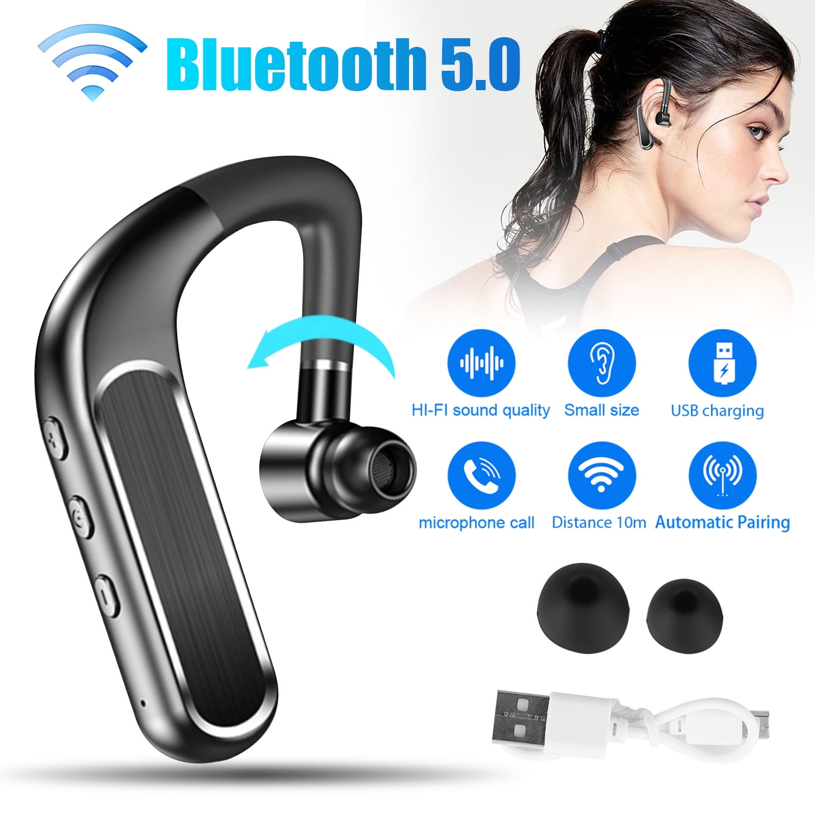 Bluetooth Earpiece Wireless Headset Handsfree Call Earpiece Noise
