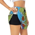 thumbnail image 2 of Haiem Dinosaur Riding a Motorcycle Women's 2 in 1 Running Shorts - Lightweight Athletic Workout Gym Yoga Breathable Sports Shorts Liner with Phone Pockets-Small, 2 of 9