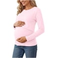 thumbnail image 1 of Neewe Women's Cotton Blend Solid Color Crew Neck Long Sleeve Maternity T-Shirt Top Pregnancy Shirt, 1 of 8
