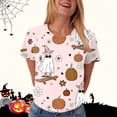 thumbnail image 6 of CAICJ98 Halloween T Shirts for Women Funny Pumpkin Graphic Short Sleeve Shirt Casual Fall Tee Tops Women's Halloween Shirt (Light Pink,5XL), 6 of 8