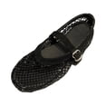 thumbnail image 2 of pwidon Women's Round Toe Mary Jane Flat Shoes Breathable Fishnet Mesh Rhinestone Adjustable Buckle Wedding Casual Walking Loafers Black 7.5, 2 of 4