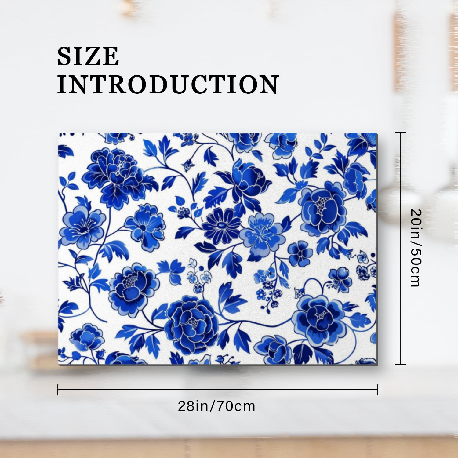 Glass Stove Top Covers for Electric Stove, Blue And White Floral Symmetrical Pattern Stovetop Covers, Square Scratch-Resistant Mat for Kitchen RV (28×20 Inch)