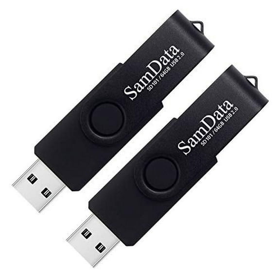 64GB USB Flash Drives 2 Pack 64GB Thumb Drives Memory Stick Jump Drive with LED Light for Storage and Backup (2 Pack Black)