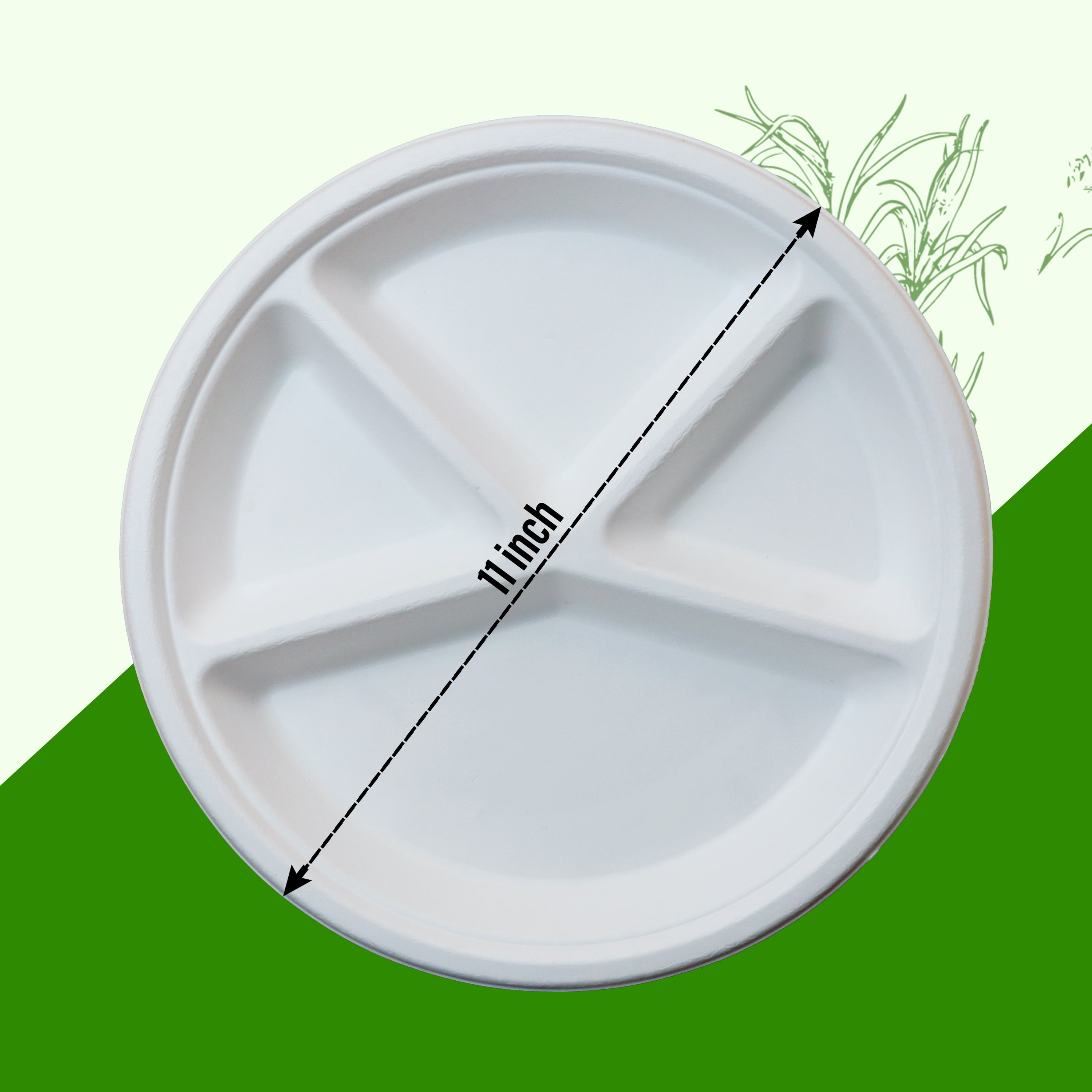 4 Compartment Compostable Paper Plates 11 inch Eco Friendly Pack of 50 Paper Plates Walmart