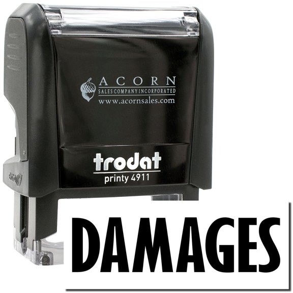 Self-Inking Damages Stamp, Trodat Printy 4911, Press and Print Stamping, Impression Size 5/8" x 1-1/2", Up to 10,000 Impressions - Black Ink