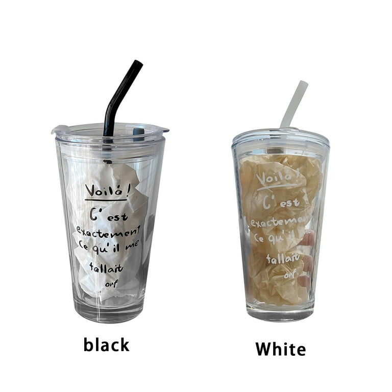 Wudruncy Korean Ins Glass Straw Cup White Letter Print Coffee Milk Juice  Glasses Large Capacity Heat-resistant Water Bottle Cute - Straw Cup -  AliExpress
