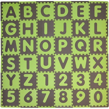 Tadpoles Playmat Set, 36pc, ABC, Sage/Brown