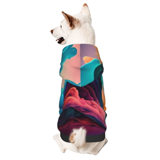 Balery Colorful Surreal Landscape Sudadera con Capucha para Perros Pequeños – Ropa para Mascotas, Disfraz para Perros y Gatos, Ideal para Fiestas y Cosplay-Medium