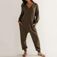 thumbnail image 6 of HSHMT Jumpsuits for Women Women's Casual Loose Jumpsuits Long Sleeve V Neck Oversized Rompers Baggy Overalls Pajamas, 6 of 8