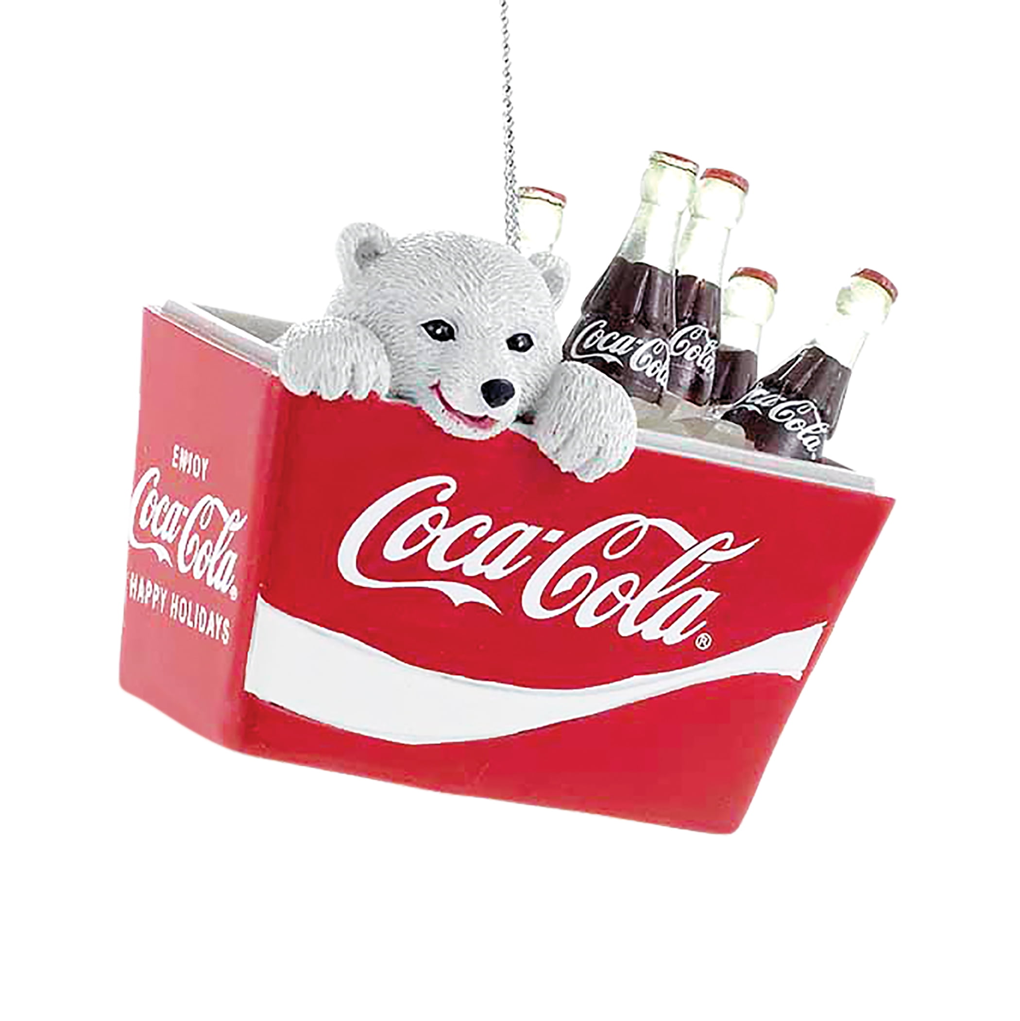 HandPainted Coca Cola Polar Bear Christmas Tree Ornament
