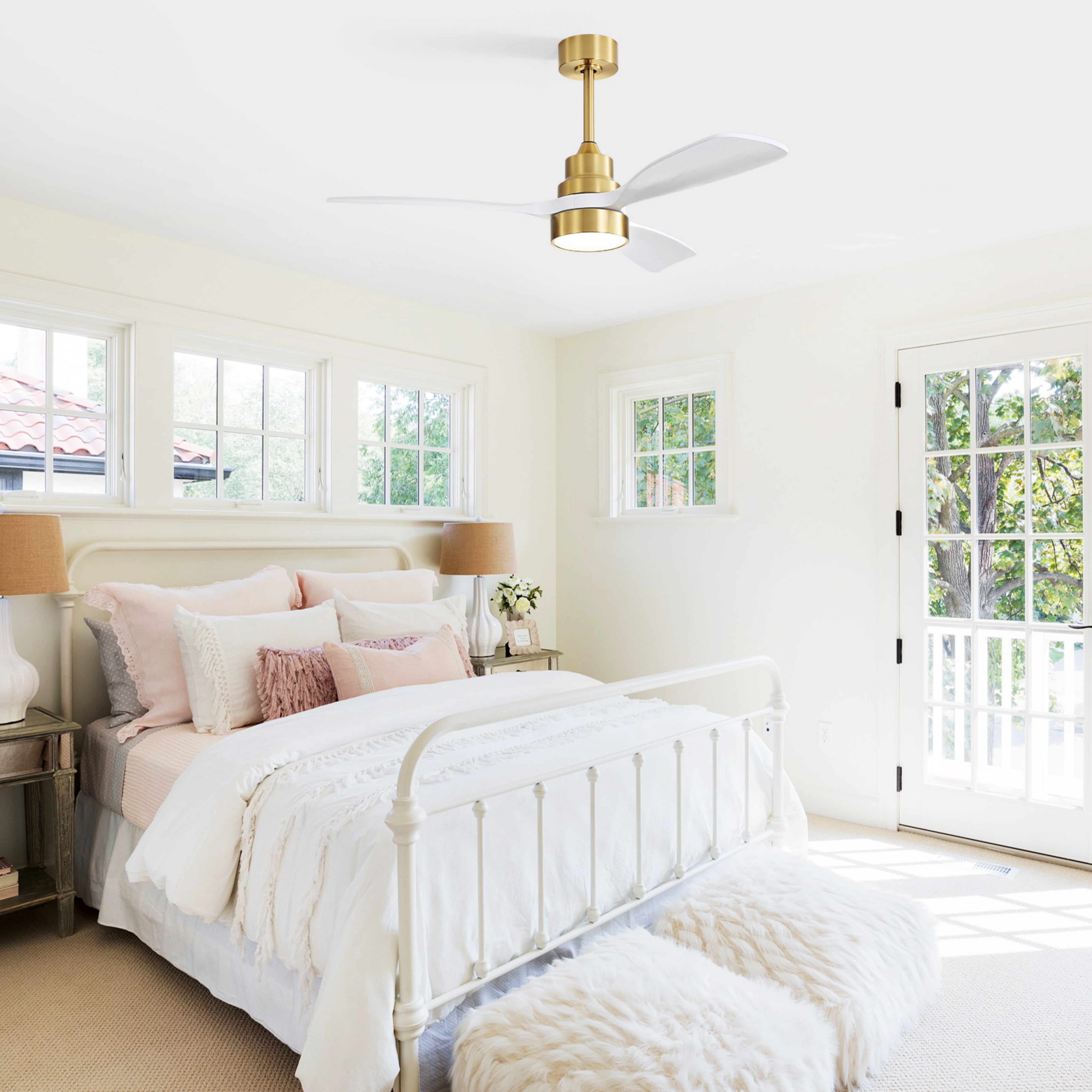 Sofucor 48'' Ceiling Fans with Lights and Remote for Bedroom Gold
