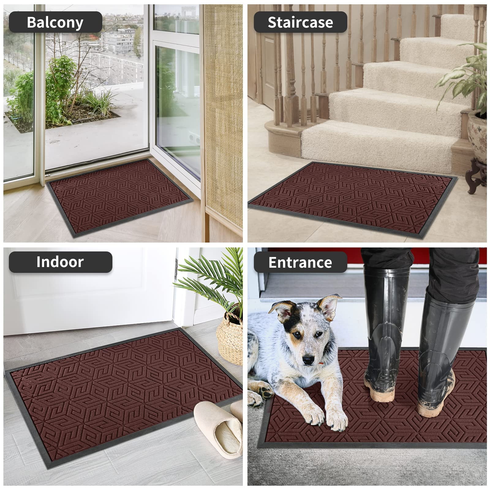  Outdoor Indoor Door Mat, Extra Durable Natural Rubber Welcome  Mat, Heavy Duty Front Outdoor Door Mat, Waterproof Low Profile Fall Door Mat,  Entrance Rug for Entry, Patio, Busy Areas (Blue, 24x35) 