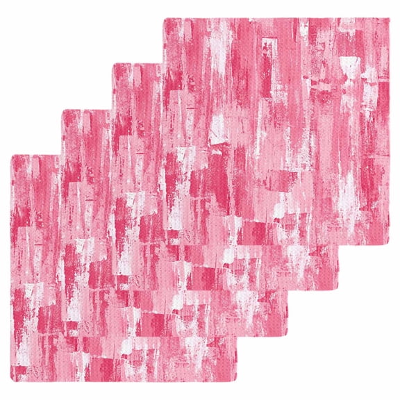 Pink Abstract Kitchen Dish Towels for Drying Dishes Set of 4, Vintage Geometric Gradient Oil Painting Modern Waffle Weave Microfiber Hand Tea Bathroom Towels Quick Dry & Absorbent Towel 12x12