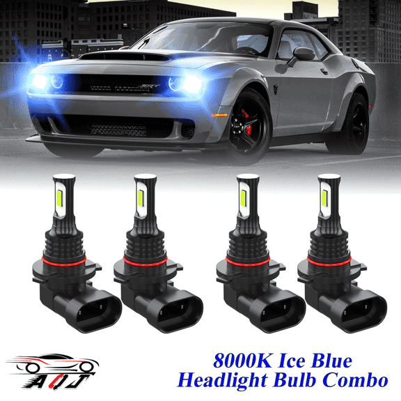 8000K Ice Blue LED Headlight Bulbs Combo Kit For Dodge Challenger 2015-2023