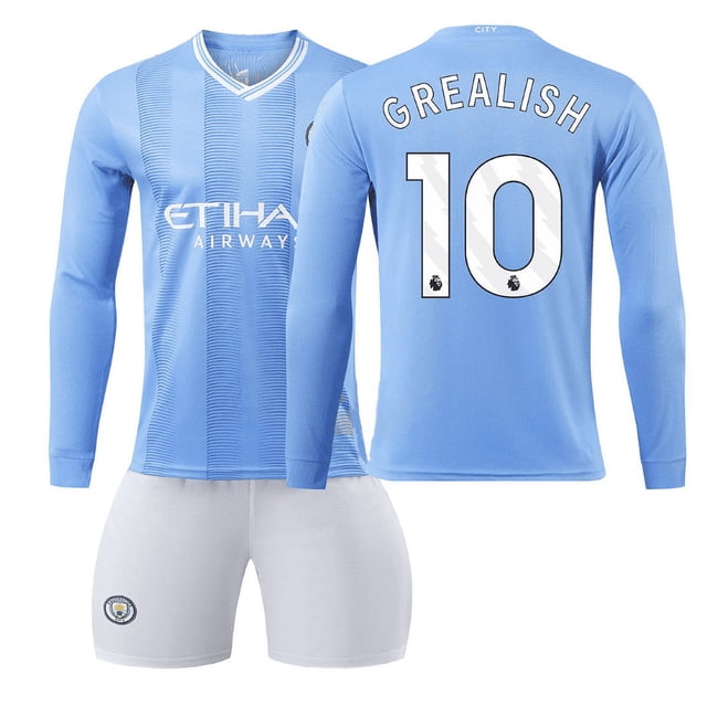 Maillot de Soccer à Manches Longues pour Hommes et Femmes HAALAND 9 GREALISH Garçons Filles
