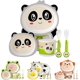 thumbnail image 1 of Promoción de invierno, juego de vajilla para niños, juego de cena, plato para bebé, cuenco, tenedor de fibra de bambú (panda), 1 of 4
