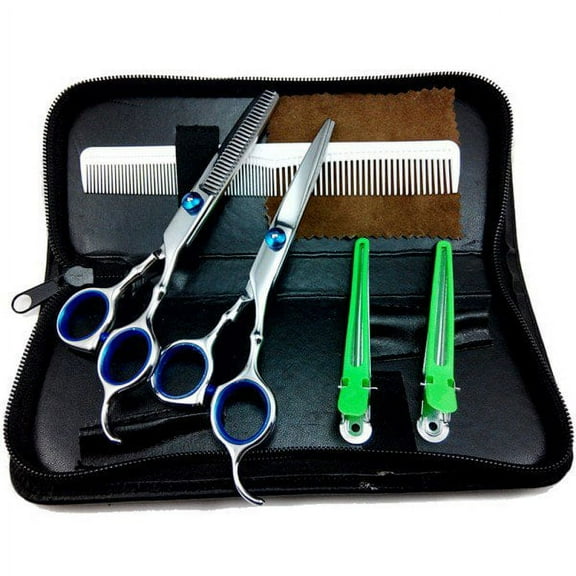 EIMELI Hair Cutting Scissors Shear Kit, Professional Barber Scissors Set 7Pcs, Stainless Steel Hairdressing Shears Set Thinning Shears for Men and Women Barber Salon Home