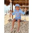 thumbnail image 6 of BemeyourBBs Toddler Baby Boy Girl Crab Swimsuit Infant Bathing Suit 3 Piece Rash Guard Set Crab Print Zipper Long Sleeve Swimming Tops Swim Trunks Shorts Set Sun Cap Summer Swimwear Beachwear, 6 of 9